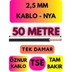 Öznur 2,5 mm Nya Kablo Metre Seçenekli (Siyah) - 50 METRE