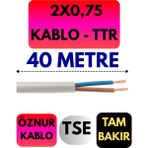 Öznur 2x0,75 Ttr Kablo Metre Seçenekli (Beyaz) - 40 METRE