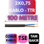 Öznur 2x0,75 Ttr Kablo Metre Seçenekli (Siyah) - 100 METRE