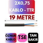 Öznur 2x0,75 Ttr Kablo Metre Seçenekli (Siyah) - 19 METRE
