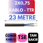 Öznur 2x0,75 Ttr Kablo Metre Seçenekli (Siyah) - 23 METRE
