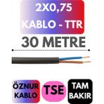 Öznur 2x0,75 Ttr Kablo Metre Seçenekli (Siyah) - 30 METRE