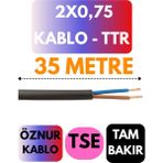 Öznur 2x0,75 Ttr Kablo Metre Seçenekli (Siyah) - 35 METRE