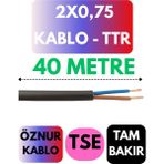 Öznur 2x0,75 Ttr Kablo Metre Seçenekli (Siyah) - 40 METRE
