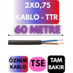 Öznur 2x0,75 Ttr Kablo Metre Seçenekli (Siyah) - 60 METRE