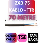 Öznur 2x0,75 Ttr Kablo Metre Seçenekli (Siyah) - 70 METRE