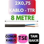 Öznur 2x0,75 Ttr Kablo Metre Seçenekli (Siyah) - 8 METRE