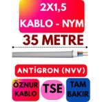 Öznur 2x1,5 Antigron (Nym) Kablo (Gri) Metre Seçenekli - 35 METRE