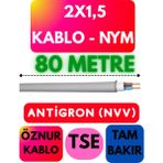 Öznur 2x1,5 Antigron (Nym) Kablo (Gri) Metre Seçenekli - 80 METRE