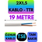 Öznur 2x1,5 Ttr Kablo (Beyaz) Metre Seçenekli - 19 METRE