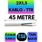 Öznur 2x1,5 Ttr Kablo (Beyaz) Metre Seçenekli - 45 METRE