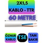 Öznur 2x1,5 Ttr Kablo (Beyaz) Metre Seçenekli - 60 METRE