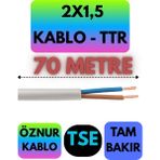 Öznur 2x1,5 Ttr Kablo (Beyaz) Metre Seçenekli - 70 METRE