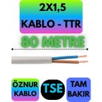 Öznur 2x1,5 Ttr Kablo (Beyaz) Metre Seçenekli - 80 METRE