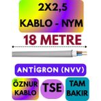 Öznur 2x2,5 Antigron (Nym) Kablo (Gri) Metre Seçenekli - 18 METRE