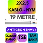 Öznur 2x2,5 Antigron (Nym) Kablo (Gri) Metre Seçenekli - 19 METRE