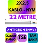 Öznur 2x2,5 Antigron (Nym) Kablo (Gri) Metre Seçenekli - 22 METRE