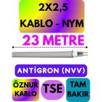 Öznur 2x2,5 Antigron (Nym) Kablo (Gri) Metre Seçenekli - 23 METRE