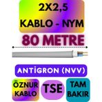Öznur 2x2,5 Antigron (Nym) Kablo (Gri) Metre Seçenekli - 80 METRE