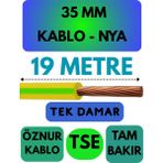 Öznur 35 mm Nya Kablo Metre Seçenekli (Sarı-Yeşil) - 19 METRE