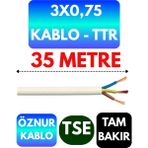 Öznur 3x0,75 Ttr Kablo (Beyaz) Metre Seçenekli - 35 METRE