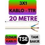 Öznur 3x1 Ttr Kablo (Beyaz) Metre Seçenekli - 20 METRE