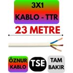Öznur 3x1 Ttr Kablo (Beyaz) Metre Seçenekli - 23 METRE