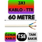 Öznur 3x1 Ttr Kablo (Beyaz) Metre Seçenekli - 60 METRE