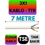 Öznur 3x1 Ttr Kablo (Beyaz) Metre Seçenekli - 7 METRE