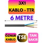 Öznur 3x1 Ttr Kablo (Siyah) Metre Seçenekli - 6 METRE