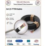Öznur 3x1,5 TTR Elektrik Kablosu - El Aletleri Uzatma Kablosu - Siyah - %100 Bakır - 8 Metre