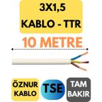 Öznur 3x1,5 Ttr Kablo Metre Seçenekli (Beyaz) - 10 METRE