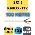 Öznur 3x1,5 Ttr Kablo Metre Seçenekli (Beyaz) - 100 METRE
