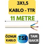 Öznur 3x1,5 Ttr Kablo Metre Seçenekli (Beyaz) - 11 METRE