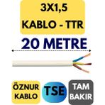 Öznur 3x1,5 Ttr Kablo Metre Seçenekli (Beyaz) - 20 METRE