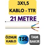 Öznur 3x1,5 Ttr Kablo Metre Seçenekli (Beyaz) - 21 METRE