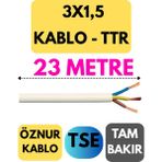 Öznur 3x1,5 Ttr Kablo Metre Seçenekli (Beyaz) - 23 METRE