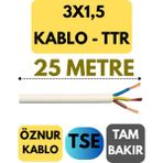 Öznur 3x1,5 Ttr Kablo Metre Seçenekli (Beyaz) - 25 METRE