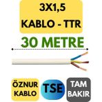Öznur 3x1,5 Ttr Kablo Metre Seçenekli (Beyaz) - 30 METRE