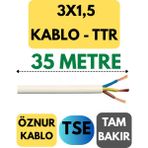 Öznur 3x1,5 Ttr Kablo Metre Seçenekli (Beyaz) - 35 METRE