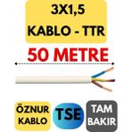 Öznur 3x1,5 Ttr Kablo Metre Seçenekli (Beyaz) - 50 METRE