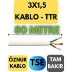 Öznur 3x1,5 Ttr Kablo Metre Seçenekli (Beyaz) - 80 METRE