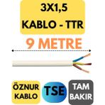 Öznur 3x1,5 Ttr Kablo Metre Seçenekli (Beyaz) - 9 METRE
