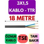 Öznur 3x1,5 Ttr Kablo Metre Seçenekli (Siyah) - 18 METRE