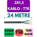 Öznur 3x1,5 Ttr Kablo Metre Seçenekli (Siyah) - 24 METRE