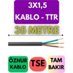 Öznur 3x1,5 Ttr Kablo Metre Seçenekli (Siyah) - 35 METRE
