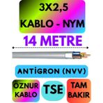 Öznur 3x2,5 Antigron (Nym) Kablo (Gri) Metre Seçenekli - 14 METRE