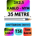 Öznur 3x2,5 Antigron (Nym) Kablo (Gri) Metre Seçenekli - 35 METRE
