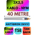 Öznur 3x2,5 Antigron (Nym) Kablo (Gri) Metre Seçenekli - 40 METRE
