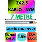 Öznur 3x2,5 Antigron (Nym) Kablo (Gri) Metre Seçenekli - 7 METRE